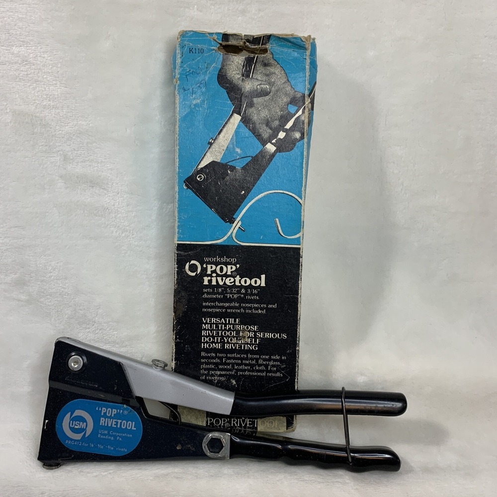 Vintage USM Corp Workshop Pop Rivetool Hand‎ Tool PRG412 For 1/8"-3/16" Rivets